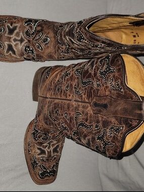 Corral Tan and Dark Brown Leather Western Pull-On Boots